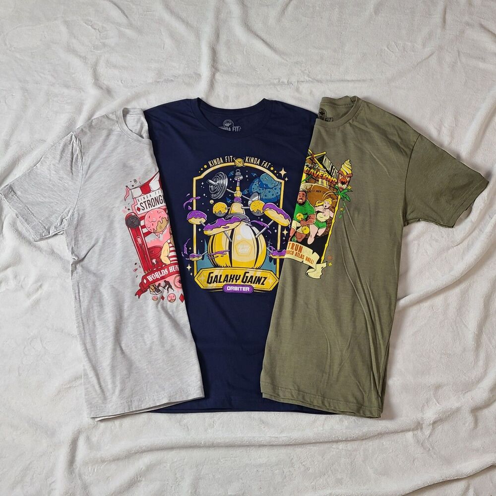 KINDA FIT KINDA FAT Graphic T Shirts Size Large Lot of 3